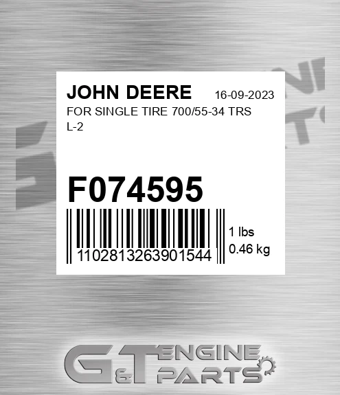 F074595 FOR SINGLE TIRE 700/55-34 TRS L-2