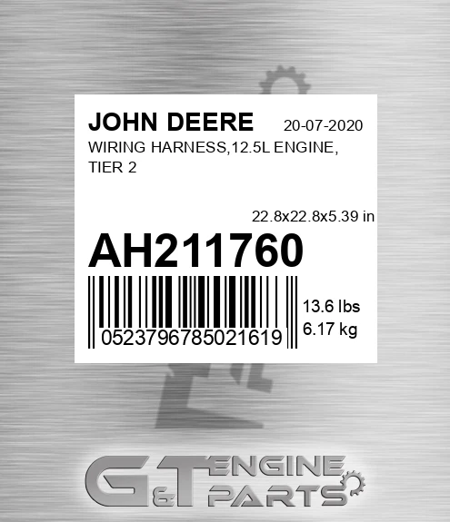 AH211760 WIRING HARNESS,12.5L ENGINE, TIER 2