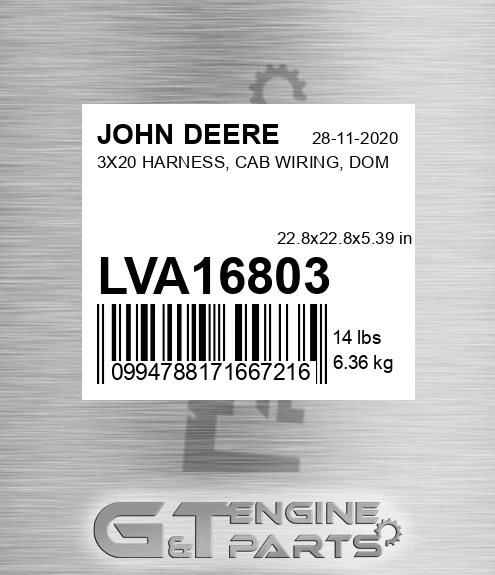 LVA16803 3X20 HARNESS, CAB WIRING, DOM