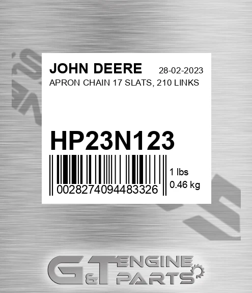 HP23N123 APRON CHAIN 17 SLATS, 210 LINKS