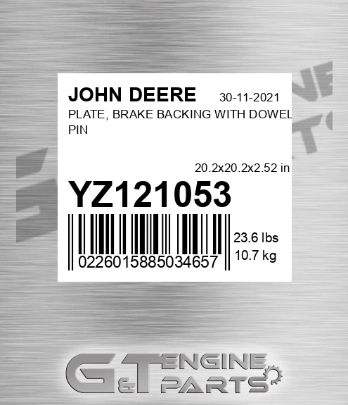 YZ121053 PLATE, BRAKE BACKING WITH DOWEL PIN