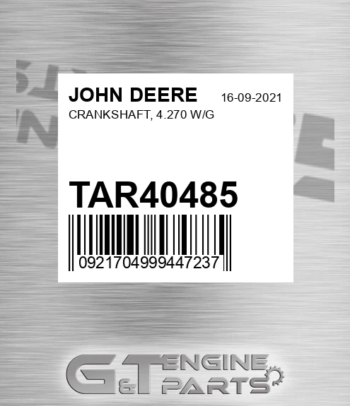 TAR40485 CRANKSHAFT, 4.270 W/G