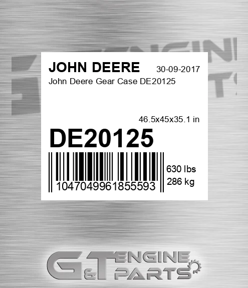 DE20125 John Deere Gear Case DE20125