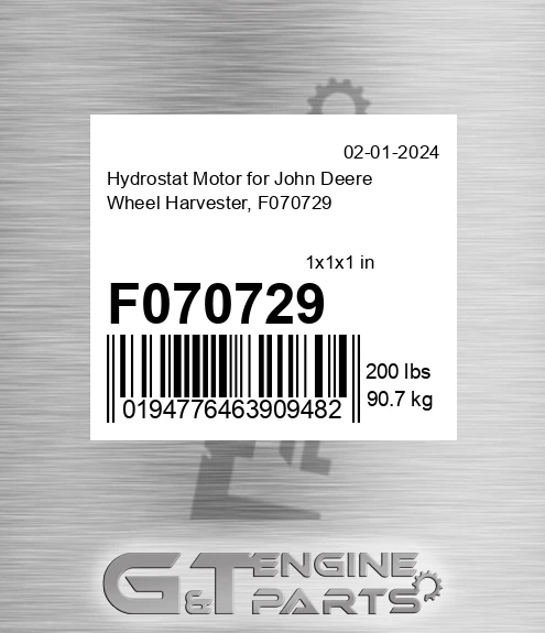 F070729 Hydrostat Motor for John Deere Wheel Harvester, F070729