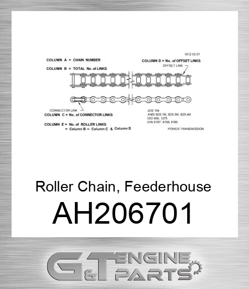 AH206701 Roller Chain, Feederhouse Drive