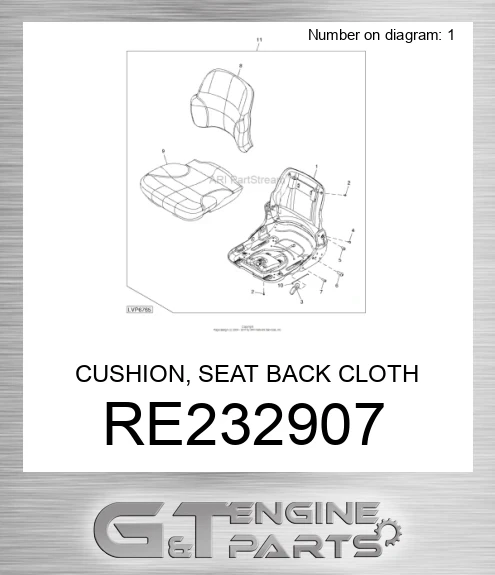 RE232907 CUSHION, SEAT BACK CLOTH