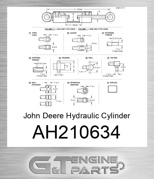 AH210634 John Deere Hydraulic Cylinder AH210634