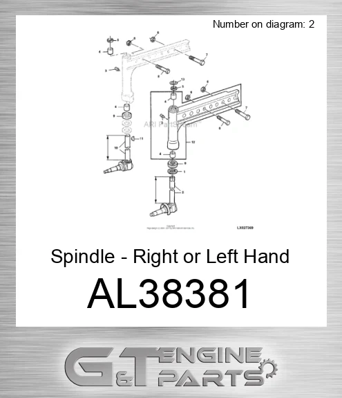 AL38381 Spindle - Right or Left Hand for Tractor,