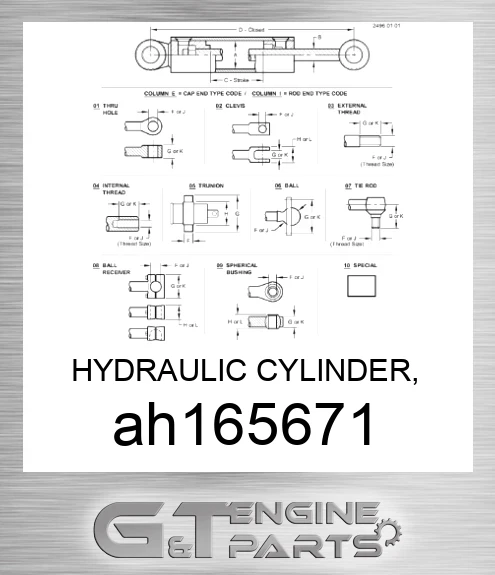 AH165671 HYDRAULIC CYLINDER, 120X85-1221,175