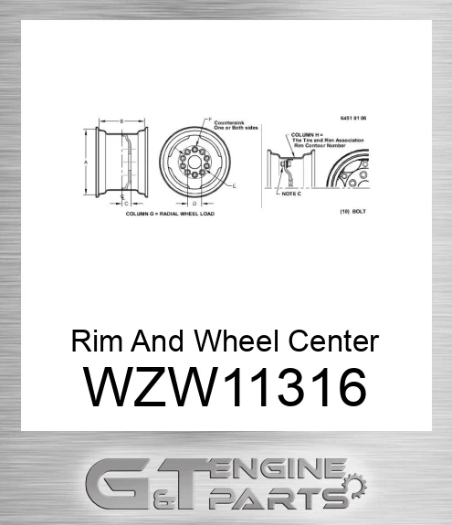 WZW11316 Rim And Wheel Center