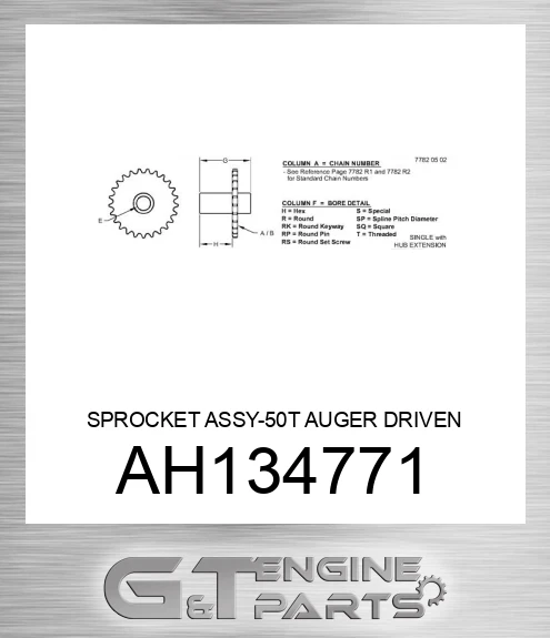 AH134771 SPROCKET ASSY-50T AUGER DRIVEN