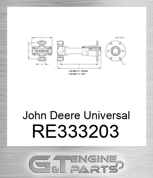 RE333203 John Deere Universal Driveshaft RE333203