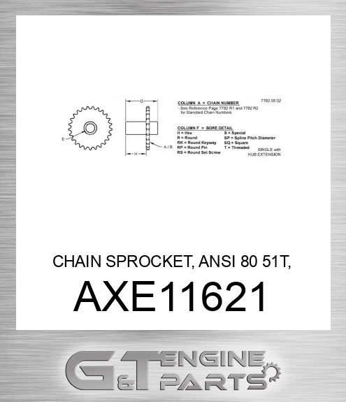 AXE11621 CHAIN SPROCKET, ANSI 80 51T, AUGE