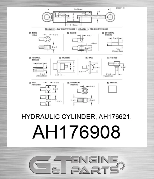 AH176908 HYDRAULIC CYLINDER, AH176621, GREEN