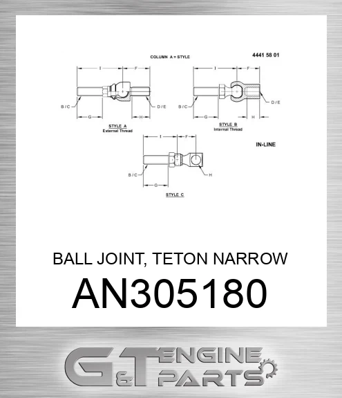 AN305180 BALL JOINT, TETON NARROW STEERING