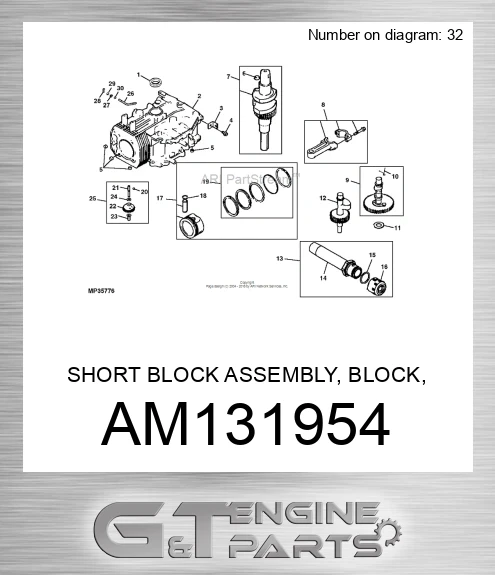 AM131954 SHORT BLOCK ASSEMBLY, BLOCK, SHORT