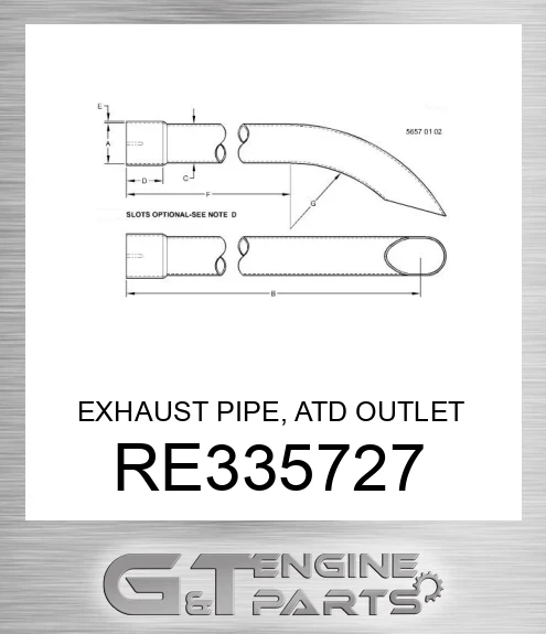 RE335727 EXHAUST PIPE, ATD OUTLET