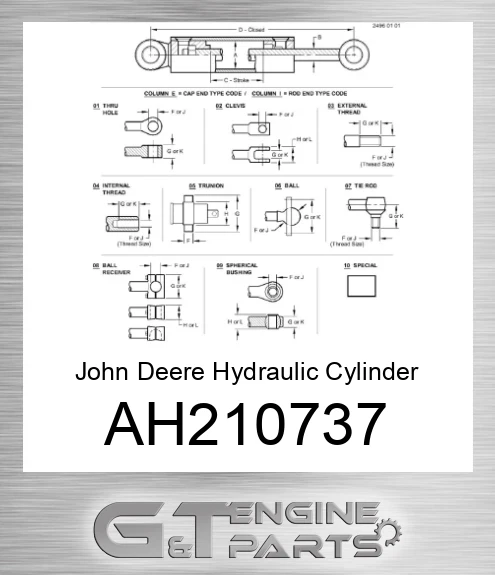 AH210737 John Deere Hydraulic Cylinder AH210737