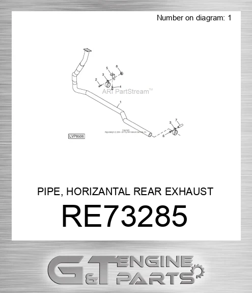 RE73285 PIPE, HORIZANTAL REAR EXHAUST ASSY