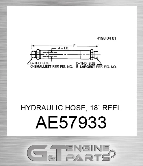 AE57933 HYDRAULIC HOSE, 18` REEL MOTOR TO