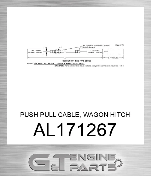 AL171267 PUSH PULL CABLE, WAGON HITCH MW 43/
