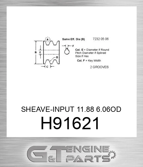 H91621 SHEAVE-INPUT 11.88 6.06OD