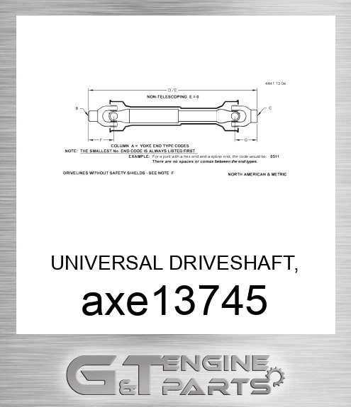 AXE13745 UNIVERSAL DRIVESHAFT, U-JOINT,W/SHF