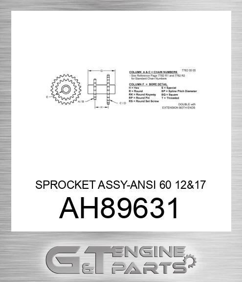 AH89631 SPROCKET ASSY-ANSI 60 12&17 TEETH