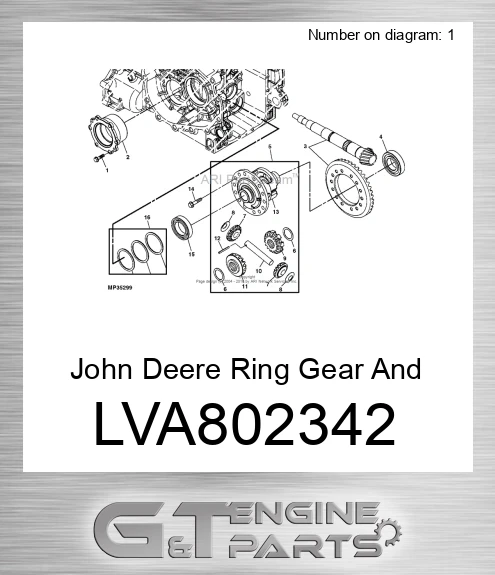 LVA802342 John Deere Ring Gear And Pinion LVA802342