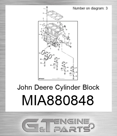 MIA880848 John Deere Cylinder Block MIA880848
