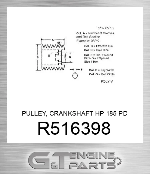 R516398 PULLEY, CRANKSHAFT HP 185 PD