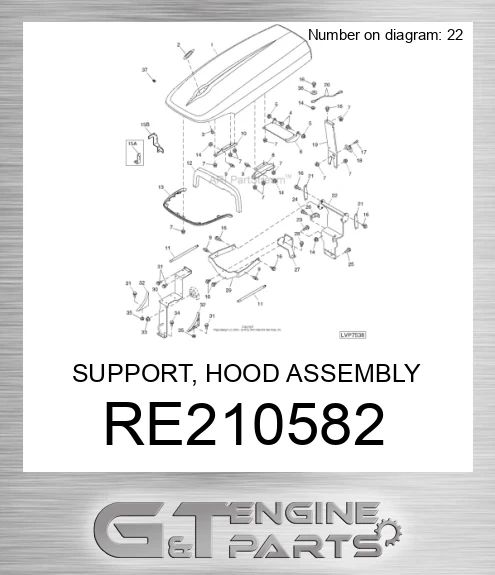 RE210582 SUPPORT, HOOD ASSEMBLY