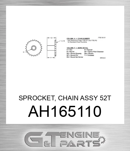 AH165110 SPROCKET, CHAIN ASSY 52T AUGER DR