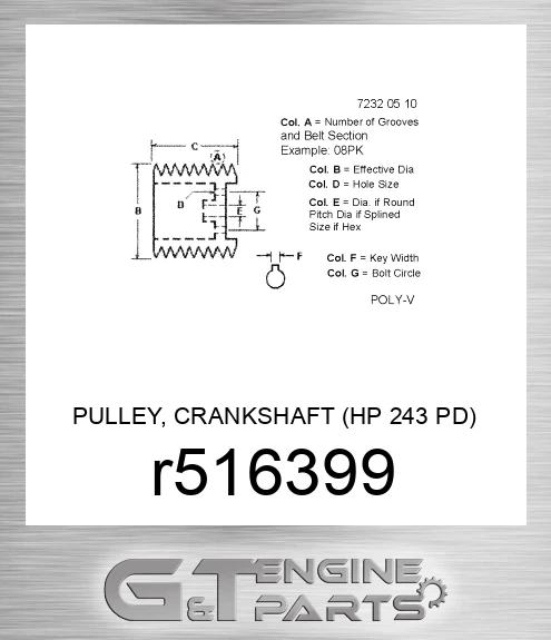 R516399 PULLEY, CRANKSHAFT HP 243 PD