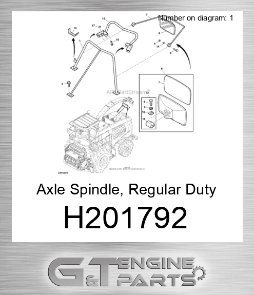 H201792 Axle Spindle, Regular Duty