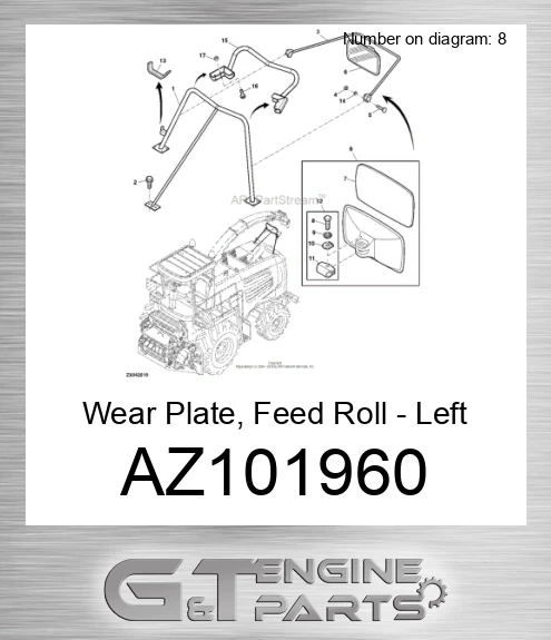 AZ101960 Wear Plate, Feed Roll - Left Hand