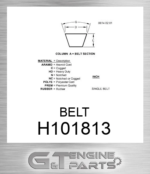 H101813 Alternator, Water Pump, AC Compressor Belt for Combine,