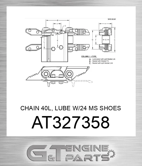 AT327358 CHAIN 40L, LUBE W/24 MS SHOES