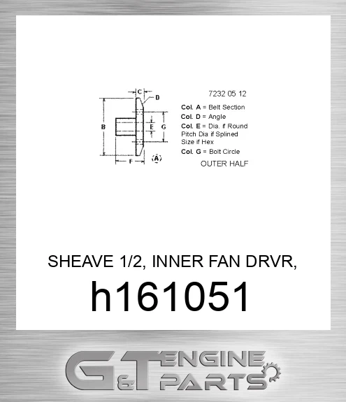 H161051 SHEAVE 1/2, INNER FAN DRVR, STD SPD