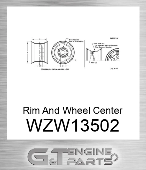 wzw13502 Rim And Wheel Center