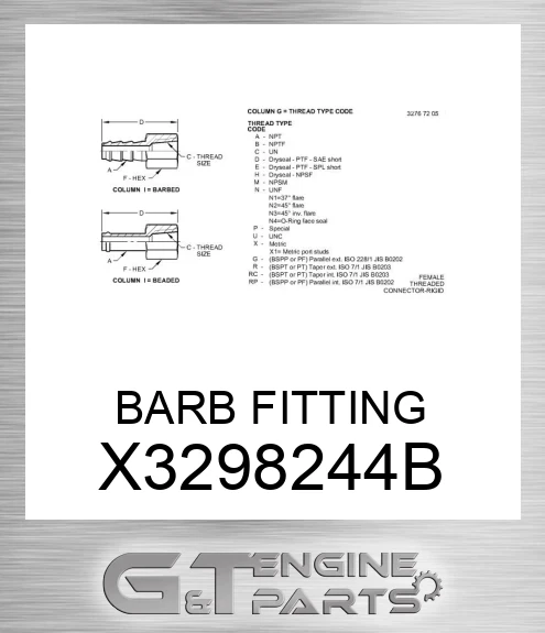 X32982-4-4B BARB FITTING
