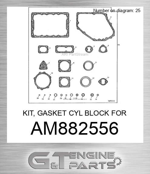 AM882556 KIT, GASKET CYL BLOCK FOR 3T90J AND