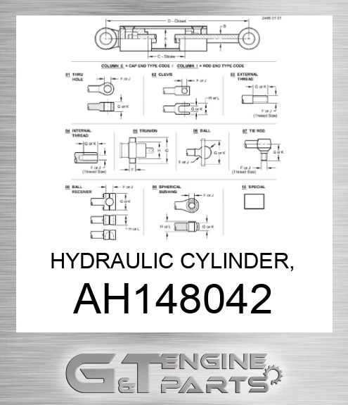 AH148042 HYDRAULIC CYLINDER, 110X80-1135,165