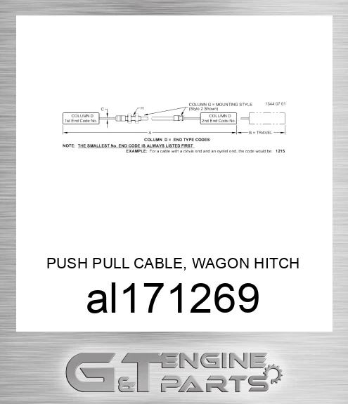 AL171269 PUSH PULL CABLE, WAGON HITCH 9-POS