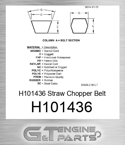 H101436 Straw Chopper Belt for Combine