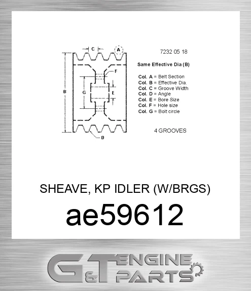 AE59612 SHEAVE, KP IDLER W/BRGS