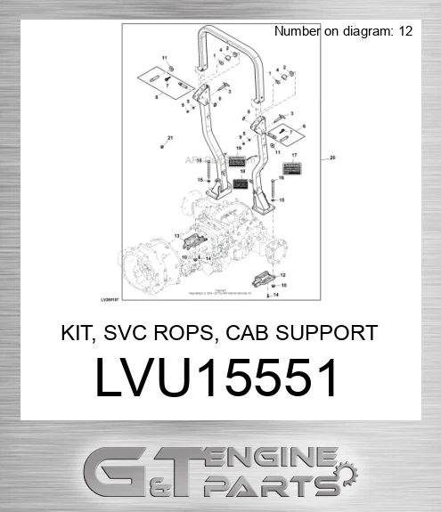 LVU15551 KIT, SVC ROPS, CAB SUPPORT 3R/3X20