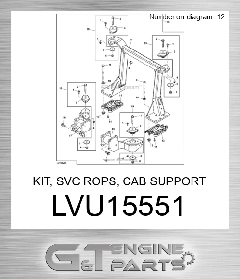 LVU15551 KIT, SVC ROPS, CAB SUPPORT 3R/3X20