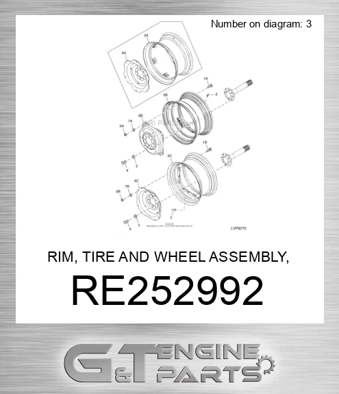 RE252992 RIM, TIRE AND WHEEL ASSEMBLY, RIM,