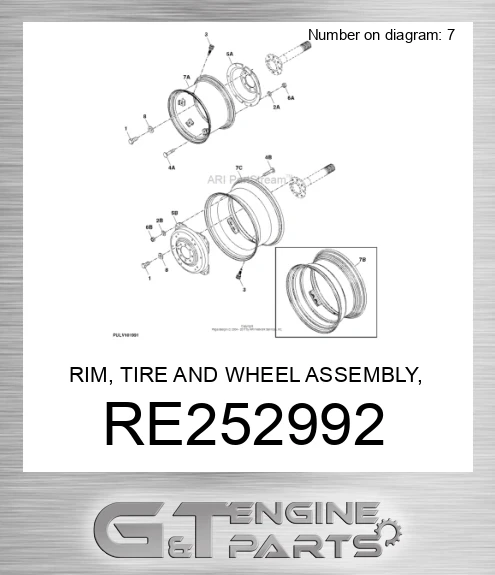 RE252992 RIM, TIRE AND WHEEL ASSEMBLY, RIM,